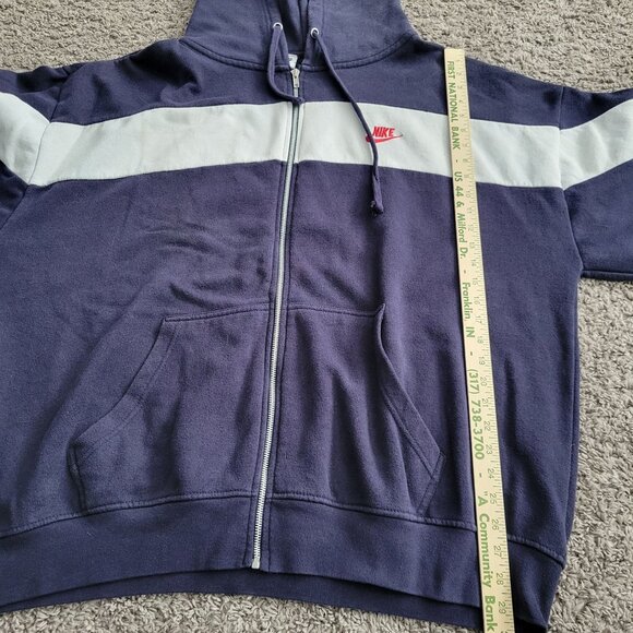 90s Nike Mens 3X Navy Tracksuit Set Hooded Jacket & Joggers White Tag Embroidere - Picture 11 of 16
